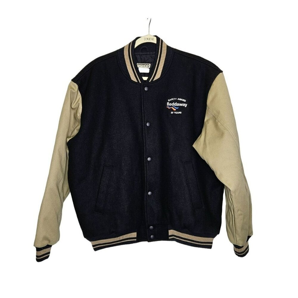 Vintage Bishop Reddaway Safety Award Varsity Jacket L‎ Wool Quilted Canada
